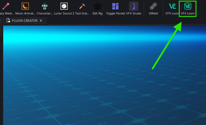 Roblox Studio Plugins toolbar with the VFX Loom button highlighted