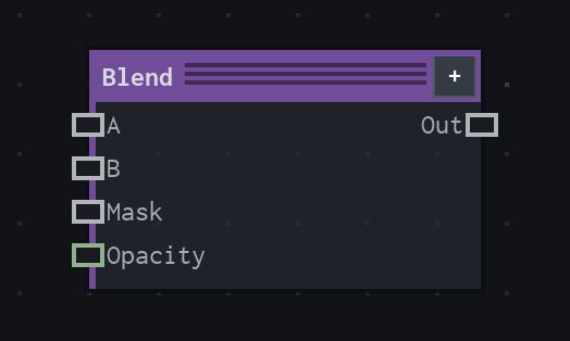 The Blend node on the VFX Loom graph canvas.