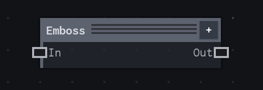 The Emboss node on the VFX Loom graph canvas.