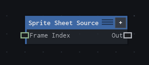 The Sprite Sheet Source node on the VFX Loom graph canvas.
